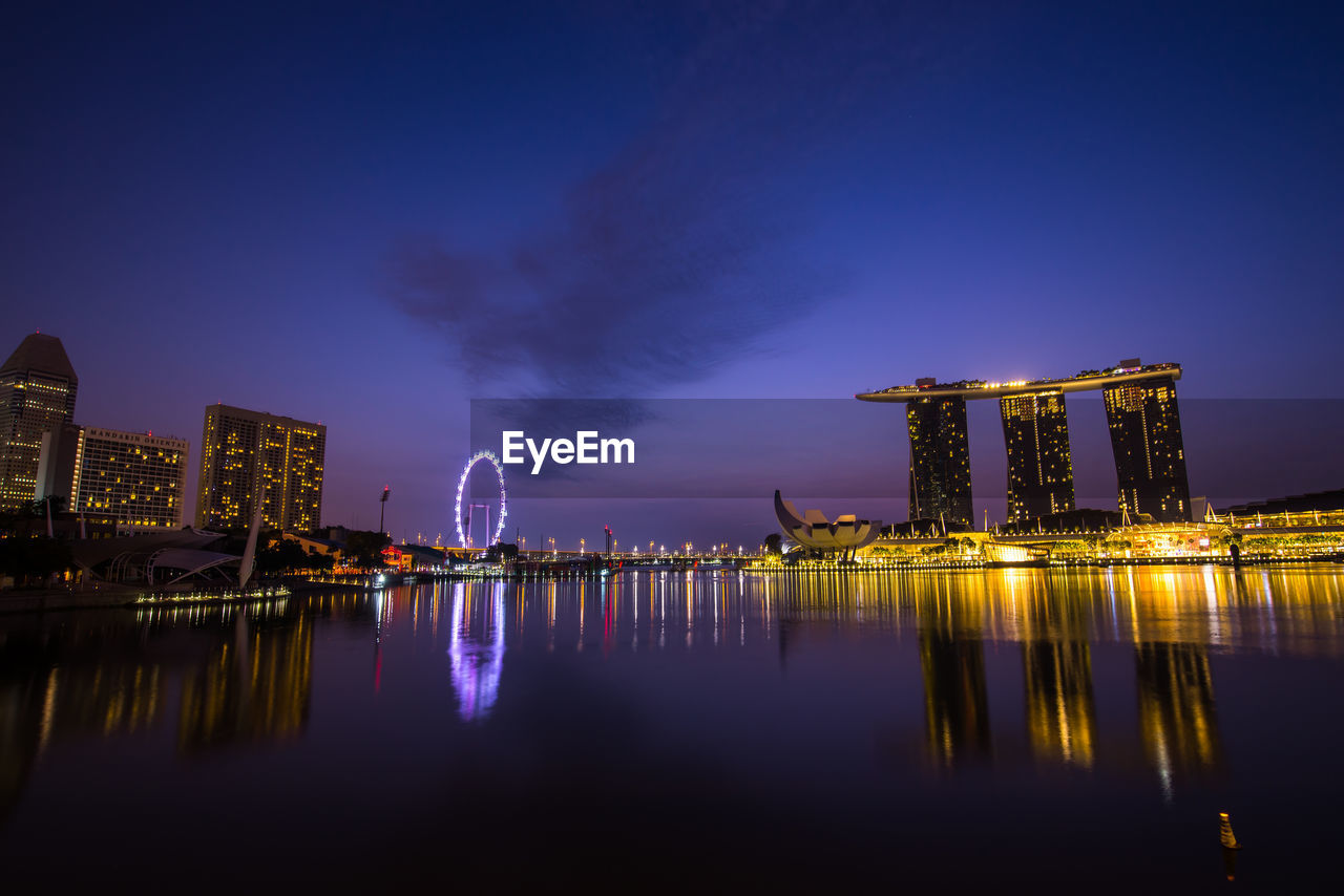 Illuminated city at night