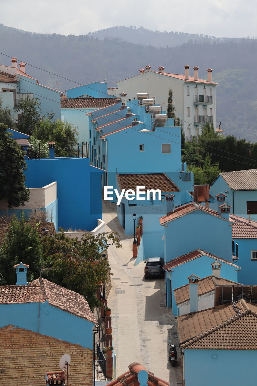 high angle view of townscape against sky