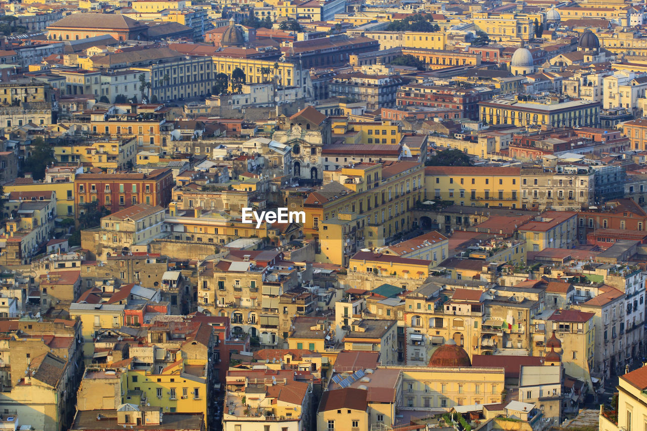 Aerial view of the city of naples with historic and modern buildings