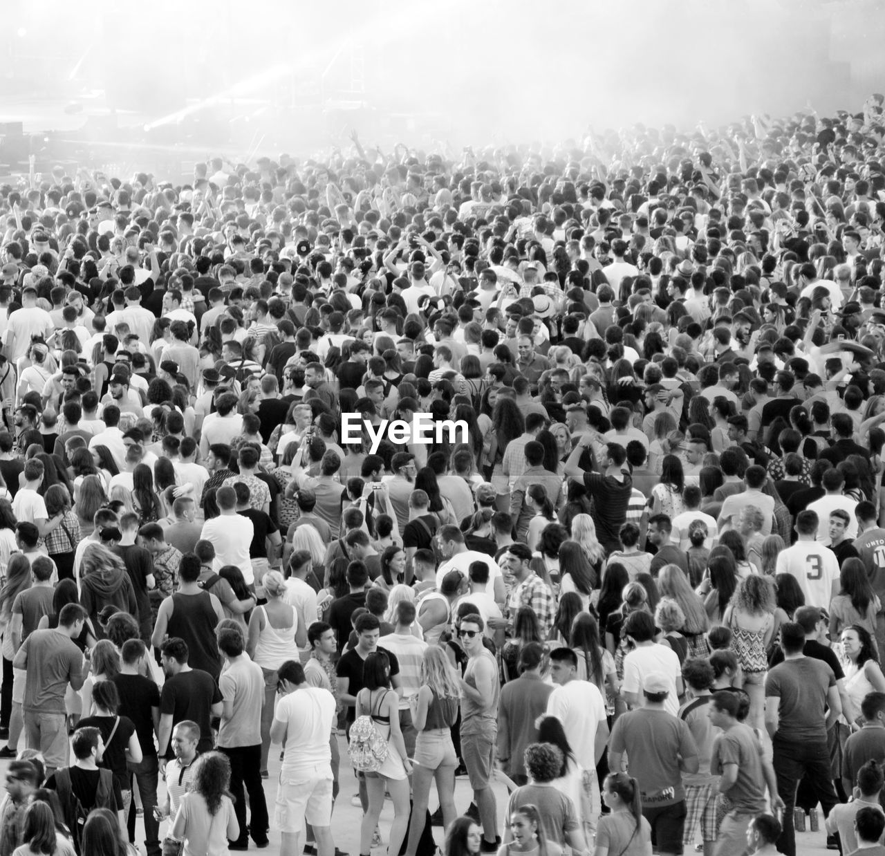 High angle view of crowd during music concert