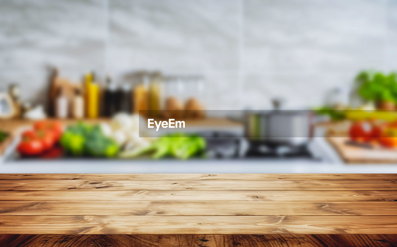 close-up of empty wooden table