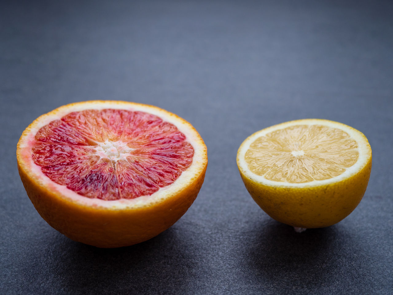 Halves of citrus fruits - orange and lemon
