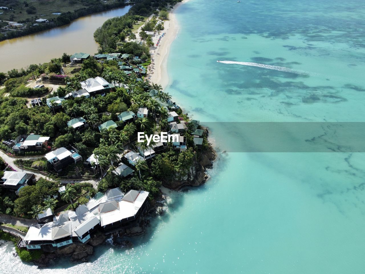 High angle view of beach
