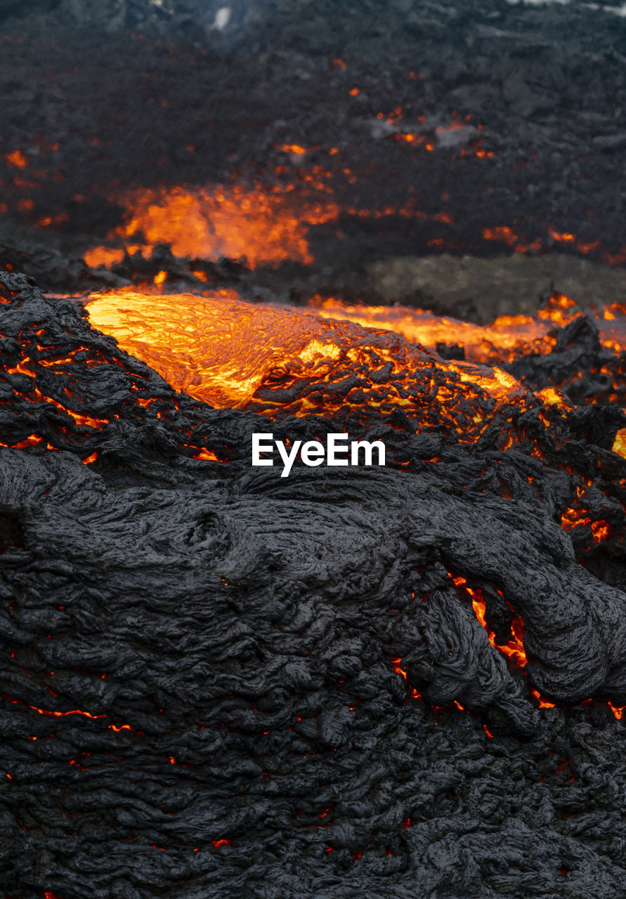 Scenic view of lan active volcano, lava