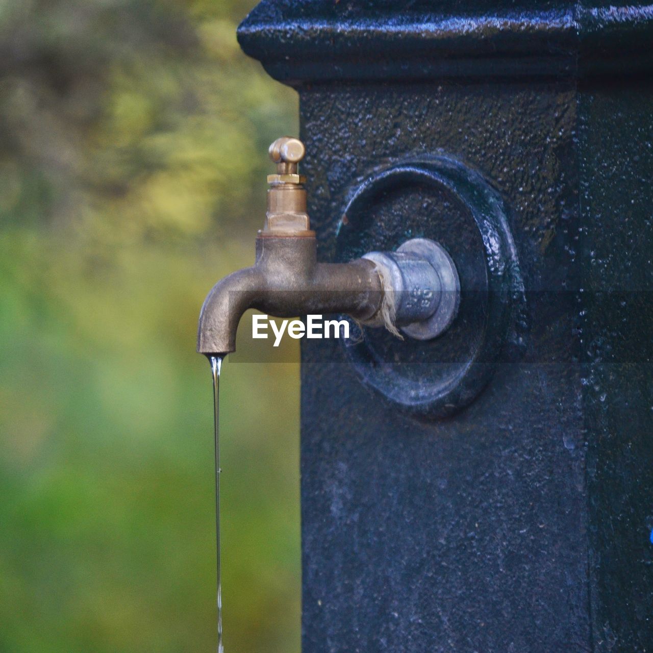 Close-up of water running from faucet