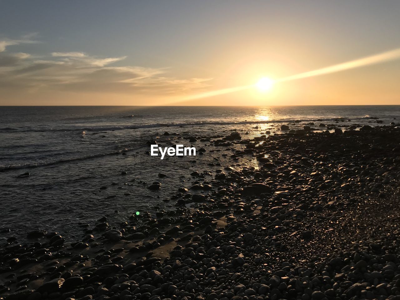 SCENIC VIEW OF SUNSET OVER SEA