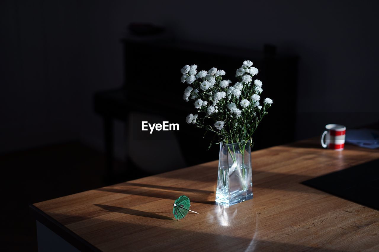 Flowers in vase on table at home