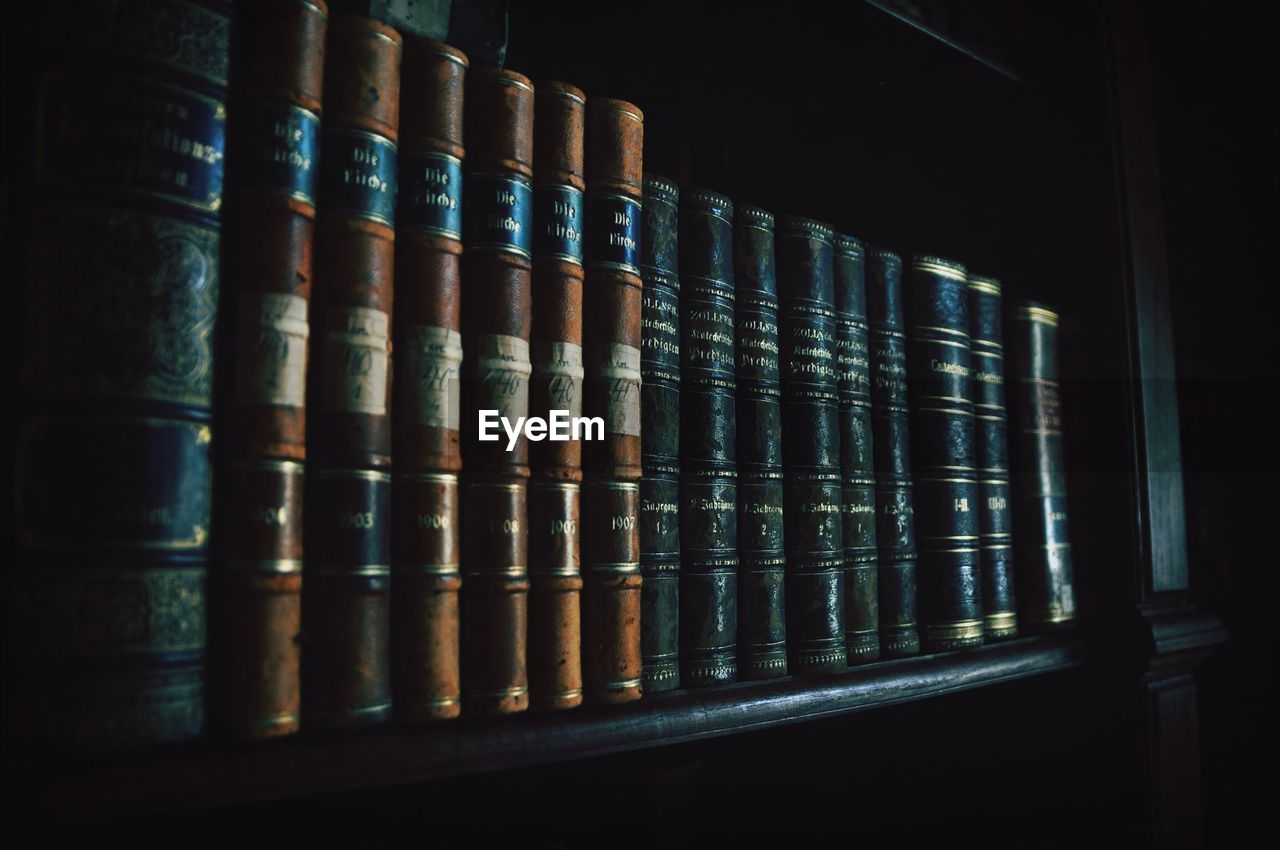 Books on shelf in library