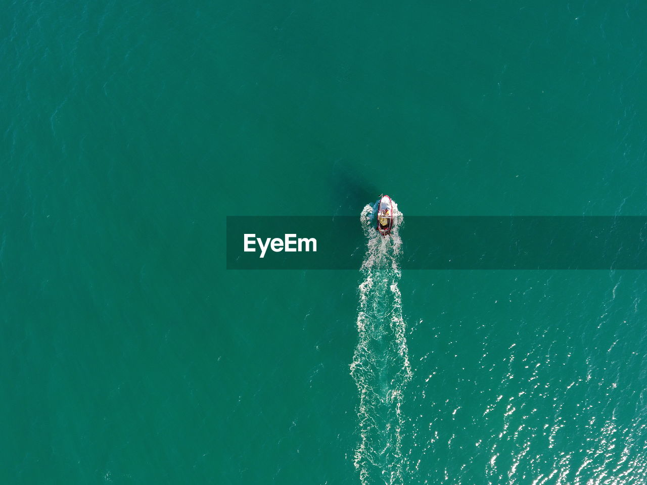 High angle view of boat in water