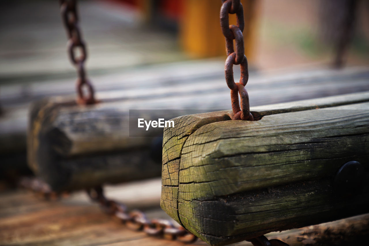 Rope Wood Chain Close-up Day Focus On Foreground Metal Ropes Rusty Rusty Iron Rusty Metal Selective Focus Togetherness