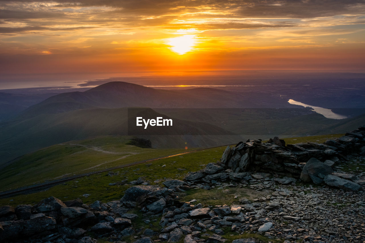 SCENIC VIEW OF LANDSCAPE AGAINST SUNSET SKY