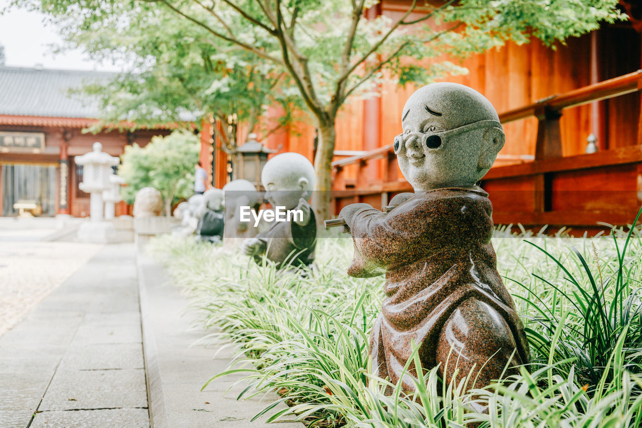 VIEW OF STATUE AGAINST PLANTS