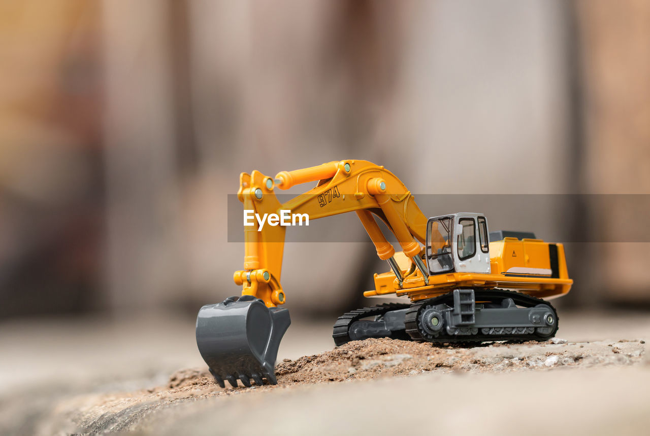 Close-up of toy bulldozer