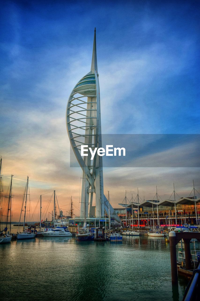 Spinnaker tower at dock