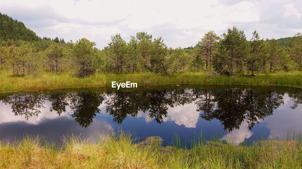 Scenic view of lake against sky