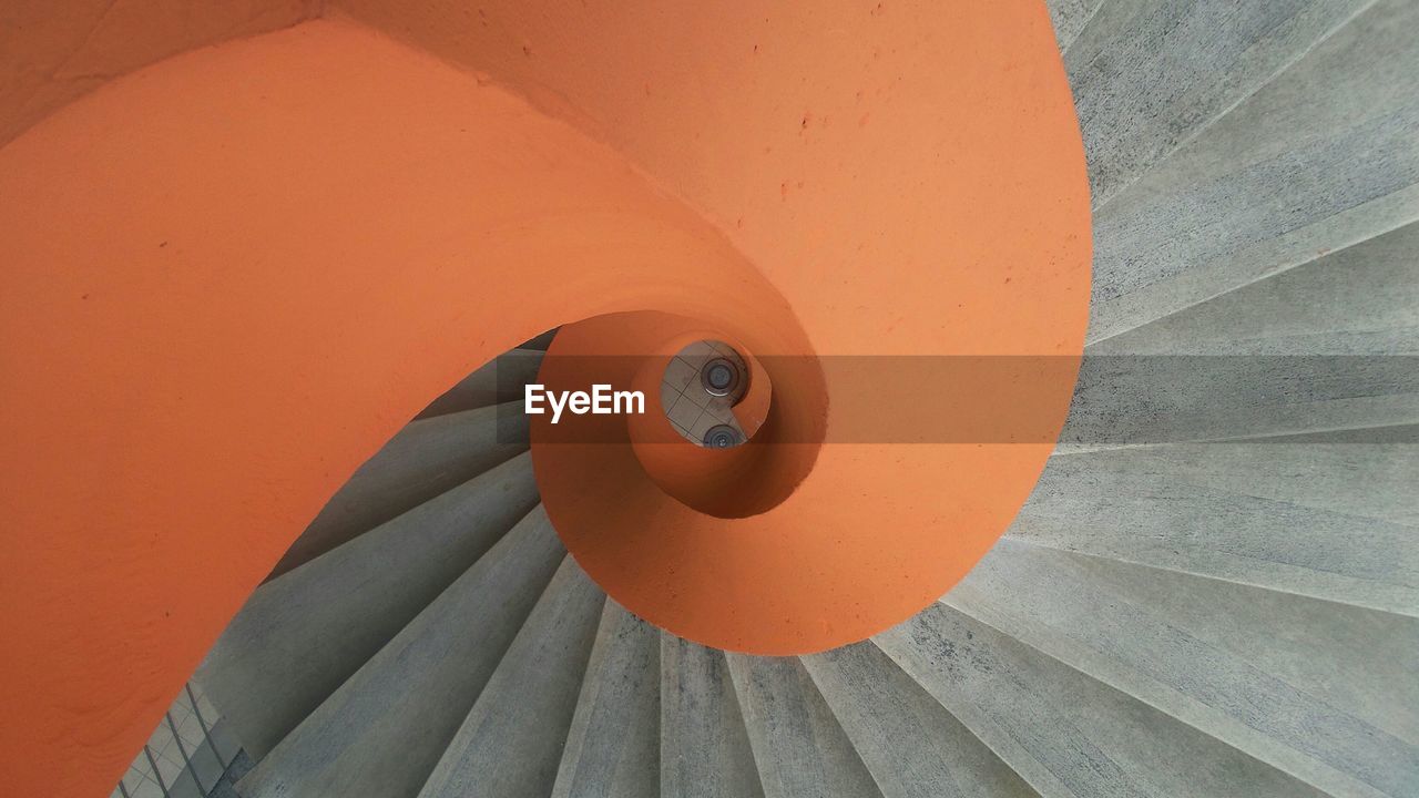 High angle view of spiral staircase