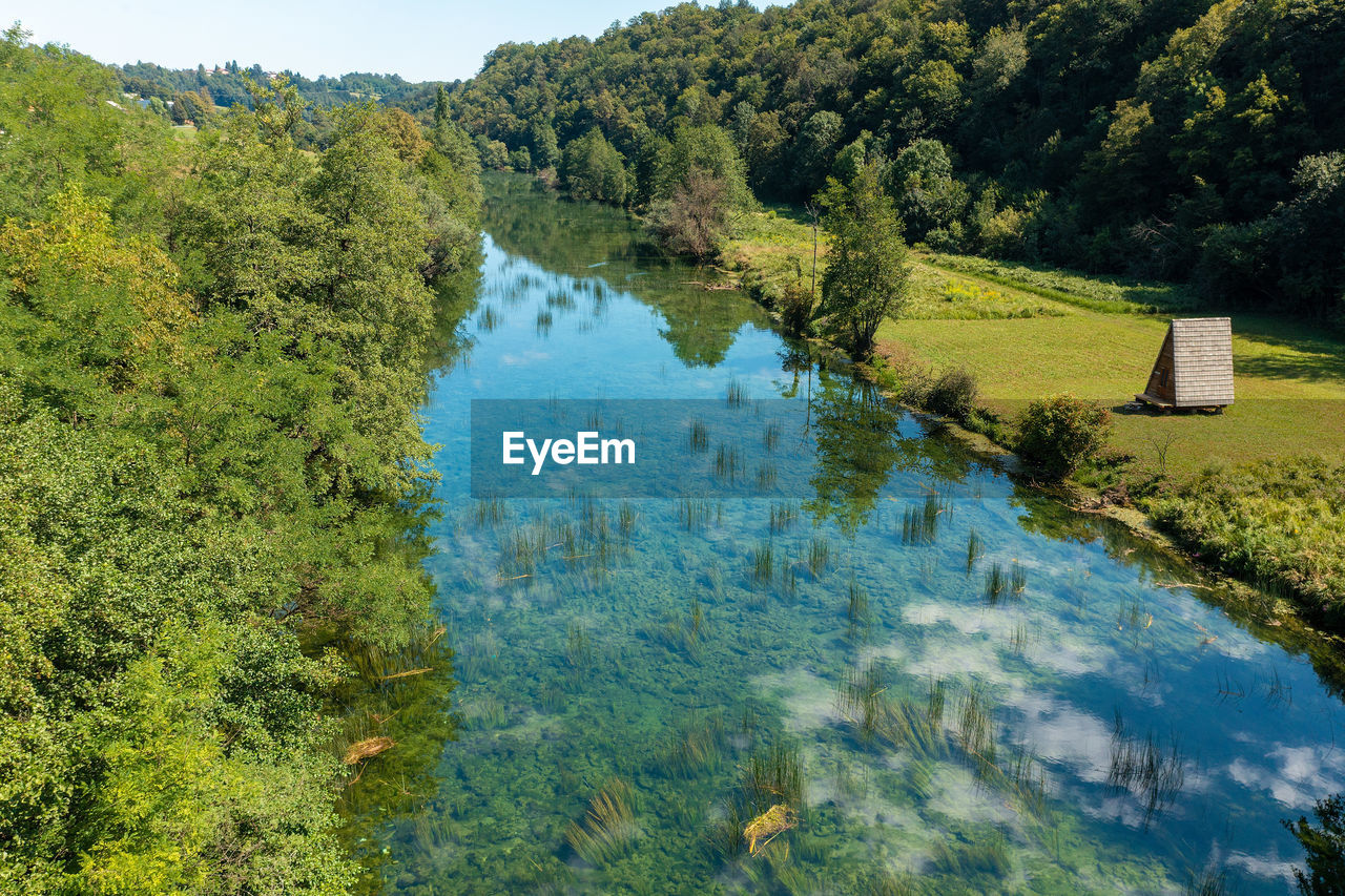 Aerial view of the dobra river in croatia