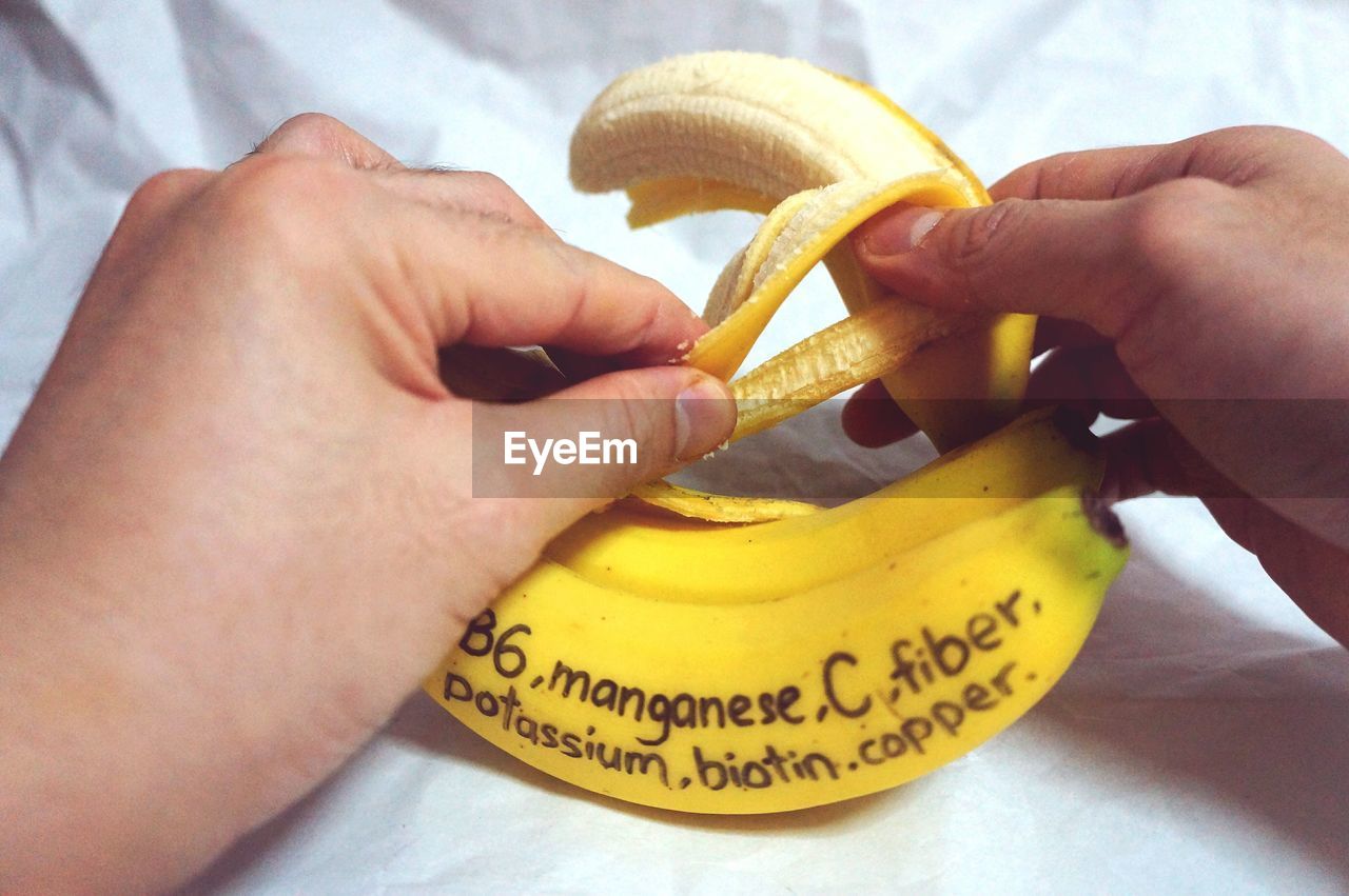 Cropped image of hand peeling banana