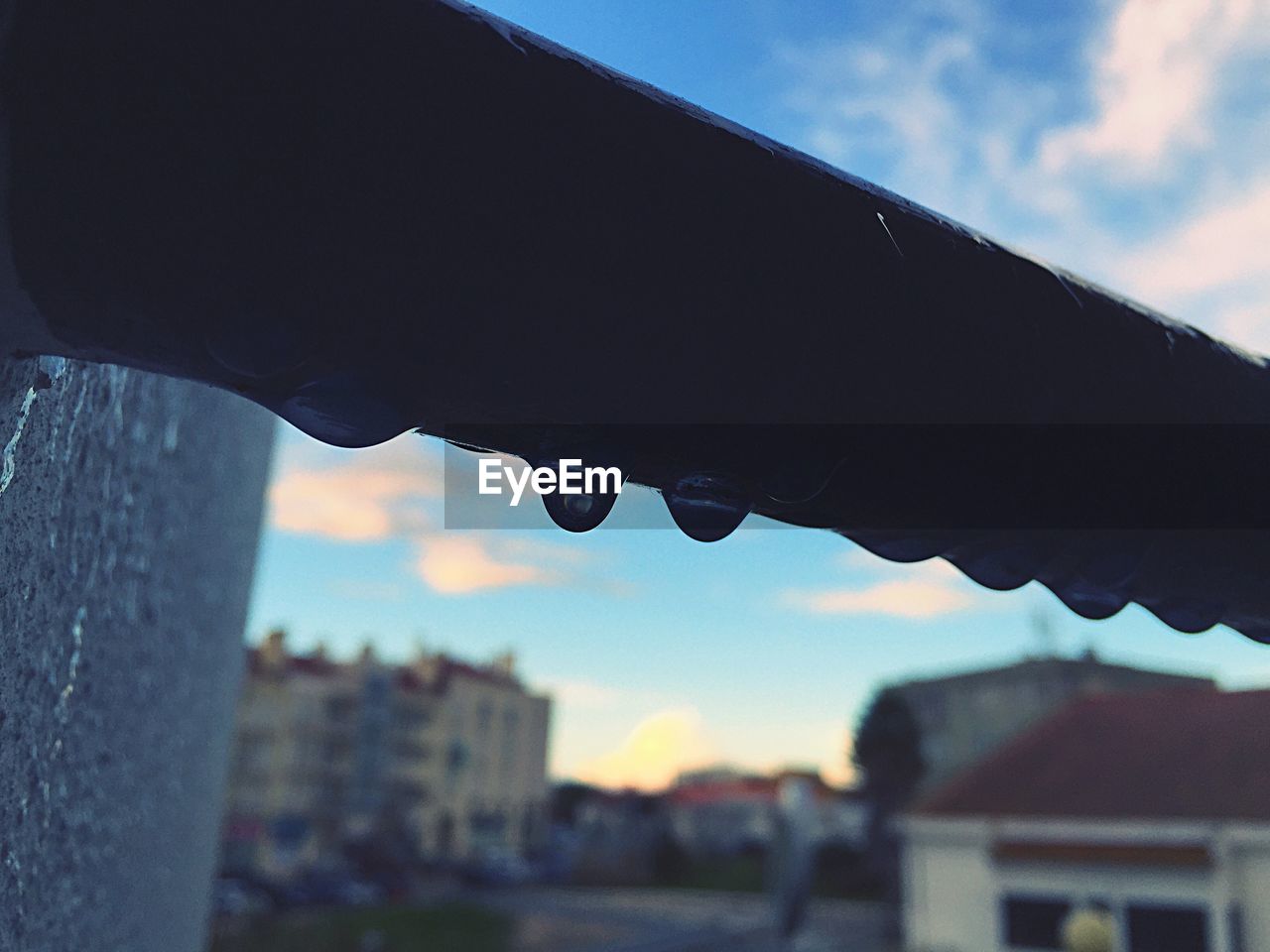 Water drops on railing