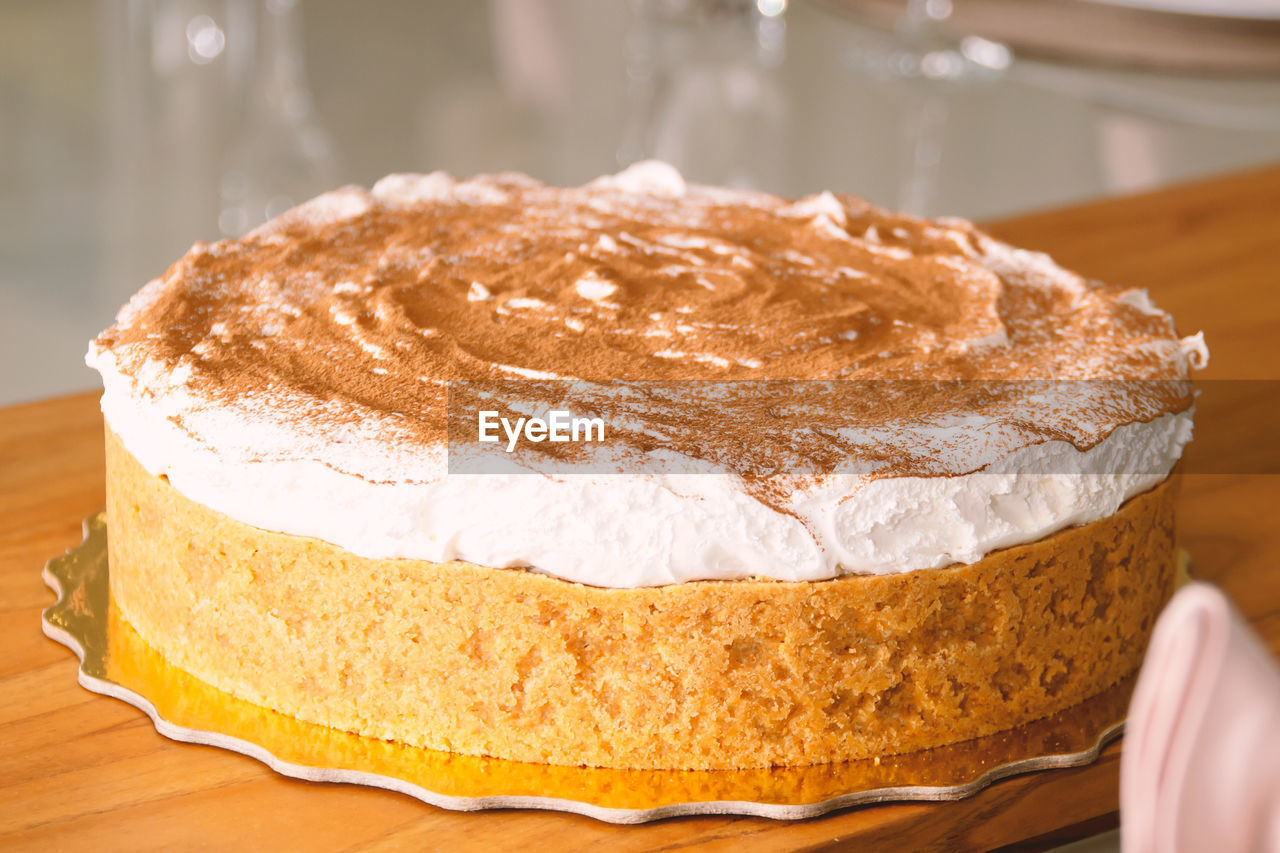 close-up of dessert on table