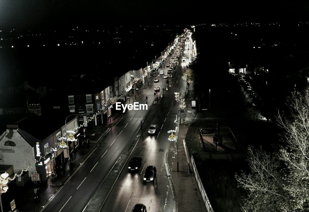 Traffic on road at night