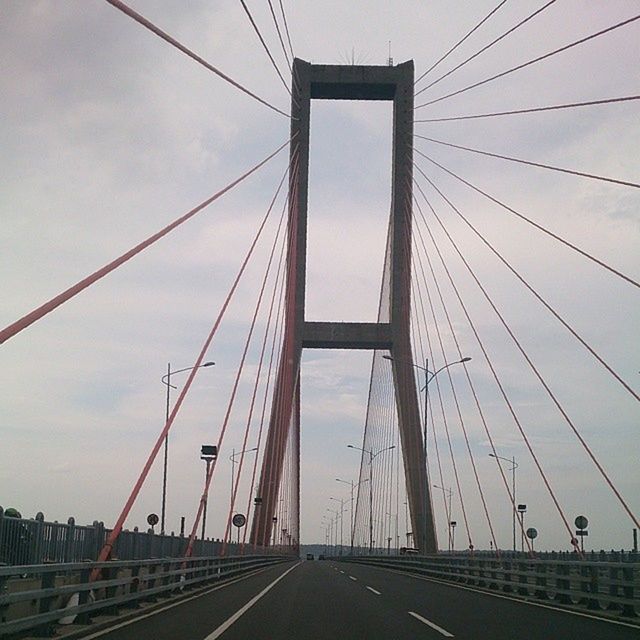 LOW ANGLE VIEW OF SUSPENSION BRIDGE