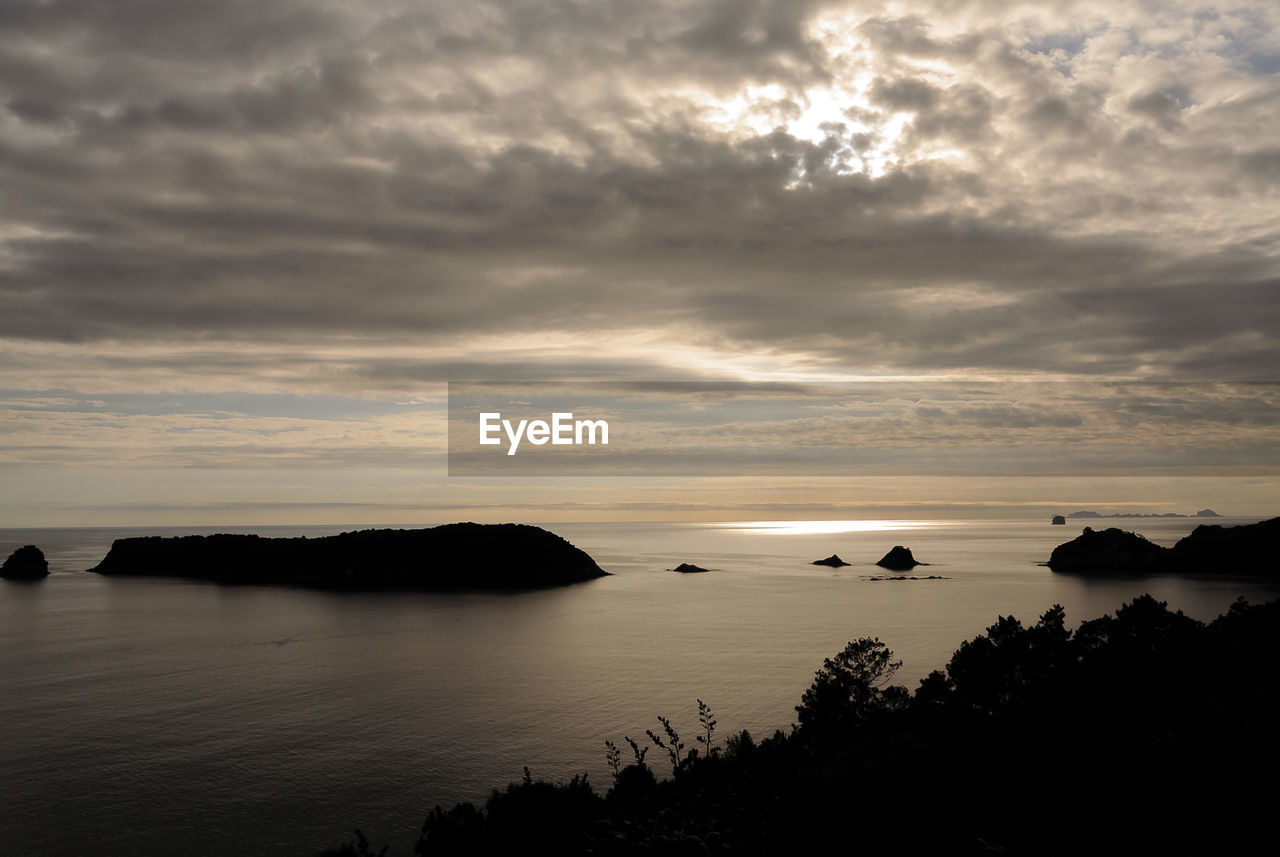 Scenic view of sea against cloudy sky