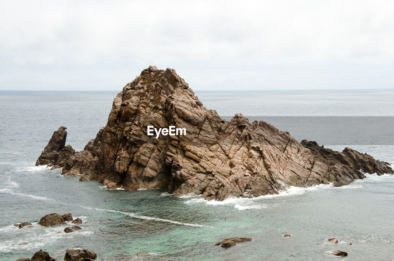 SCENIC VIEW OF ROCKS ON SEA AGAINST SKY