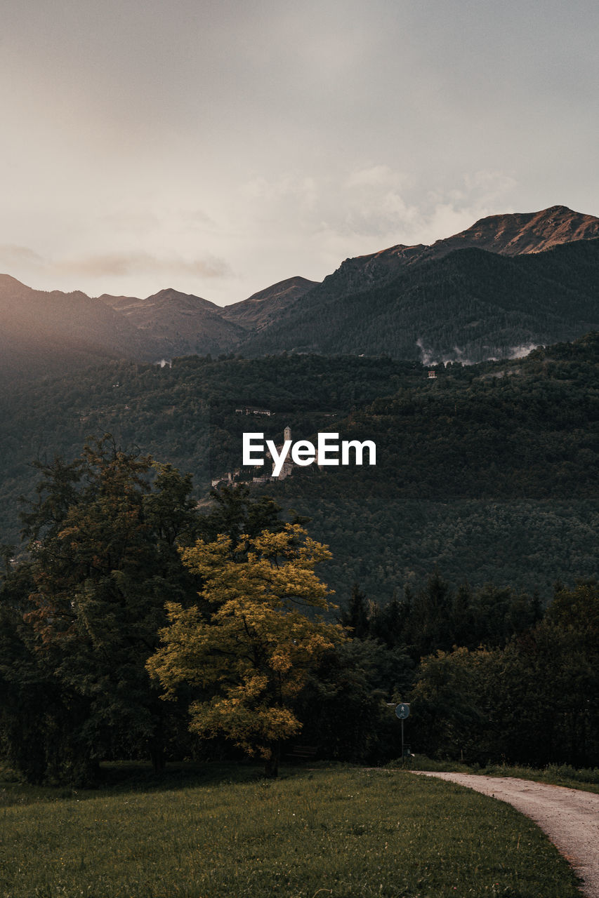 Scenic view of landscape against sky during autumn