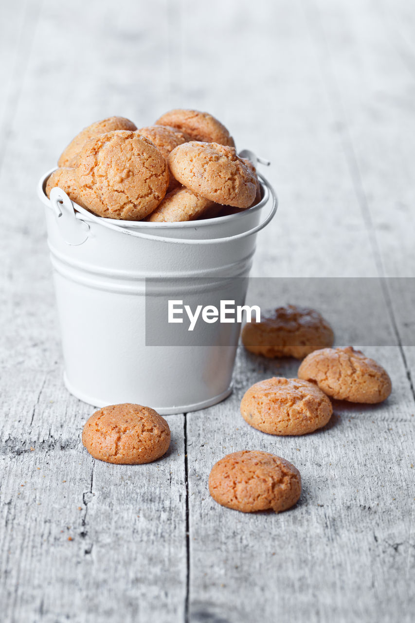 high angle view of cookies on table