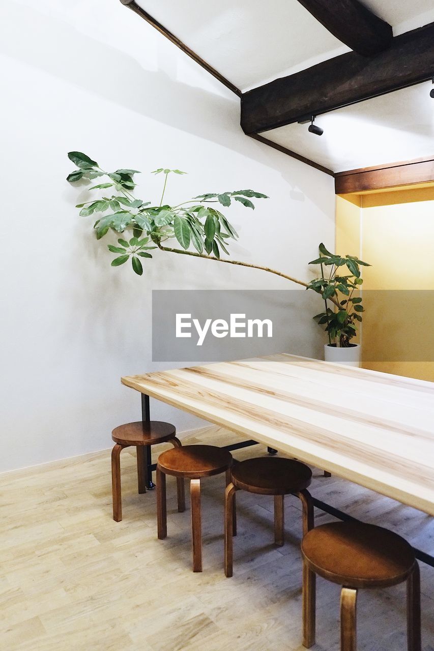 Empty stools and table at home