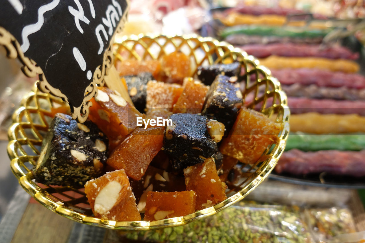 Close-up of dessert in bowl on table