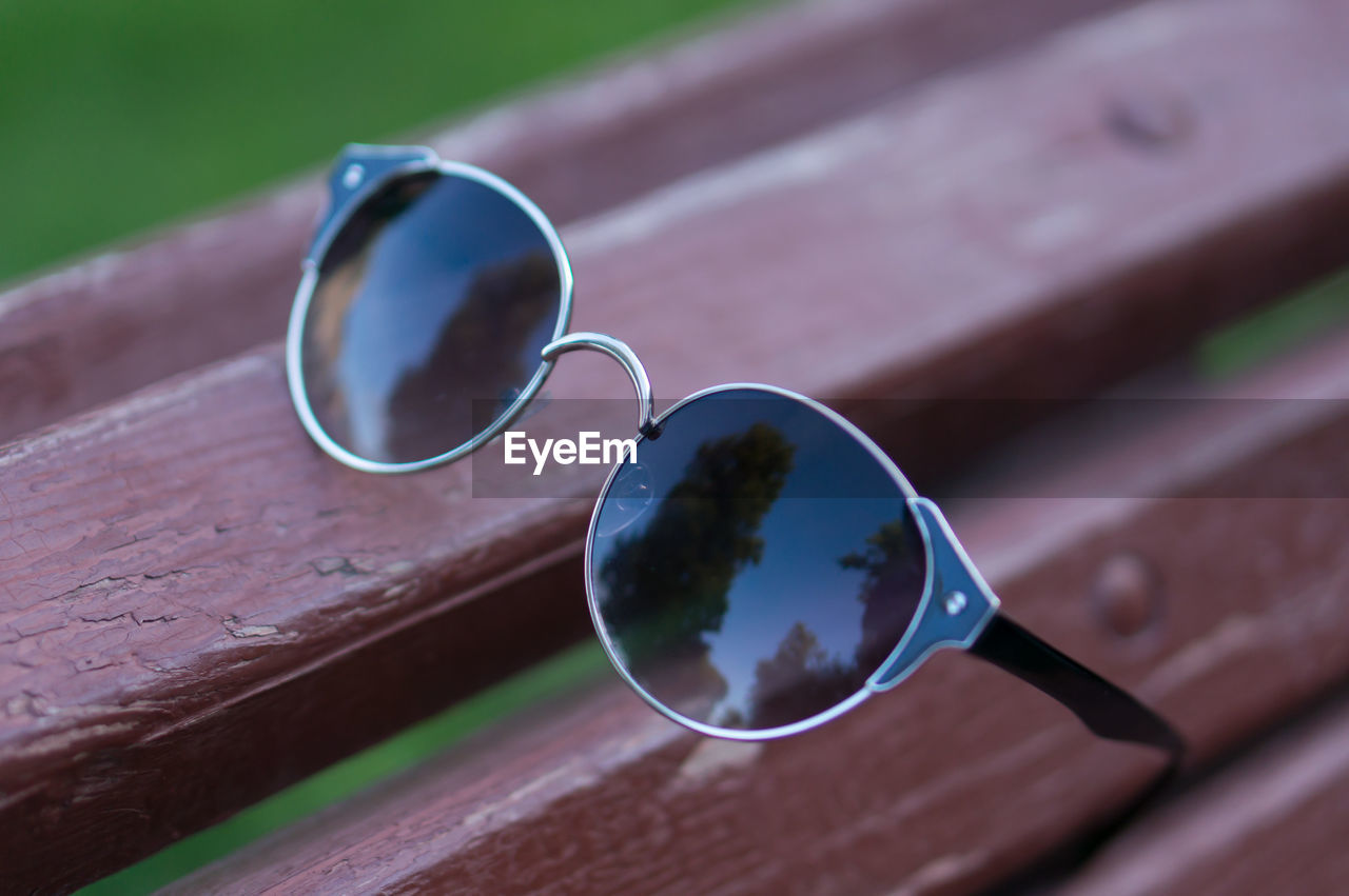 Close-up of sunglasses on table