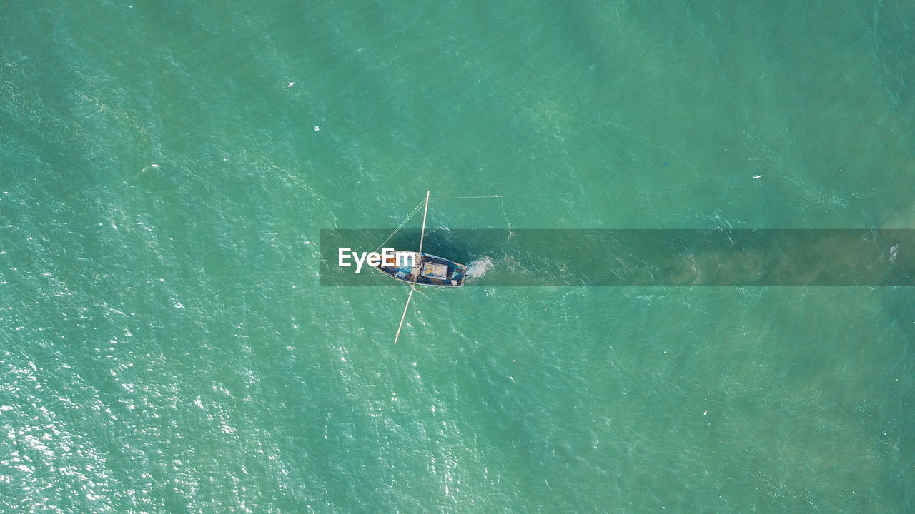 High angle view of boat in the sea