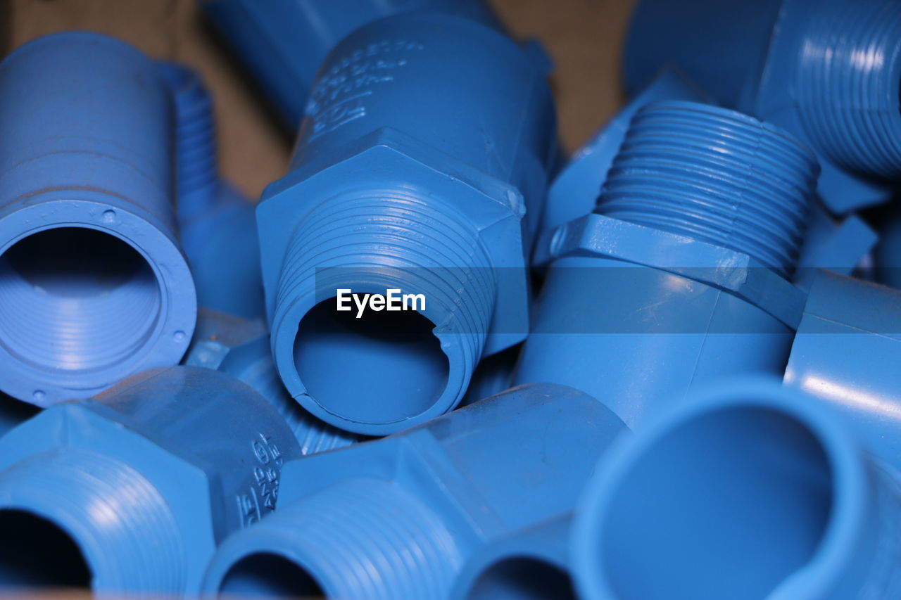 FULL FRAME SHOT OF BLUE PIPES