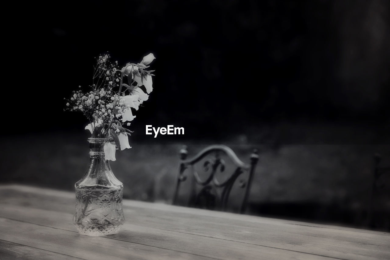 Beautiful Black & White Black And White Bottle Close-up Container Decoration Flower Flower Arrangement Flower Head Flowering Plant Focus On Foreground Fragility Freshness Garden Indoors  Nature No People Plant Selective Focus Still Life Table Vase Vulnerability  Wood - Material