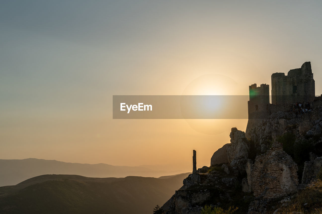 The wonderful rocca calascio castle at sunrise in abruzzo, italy