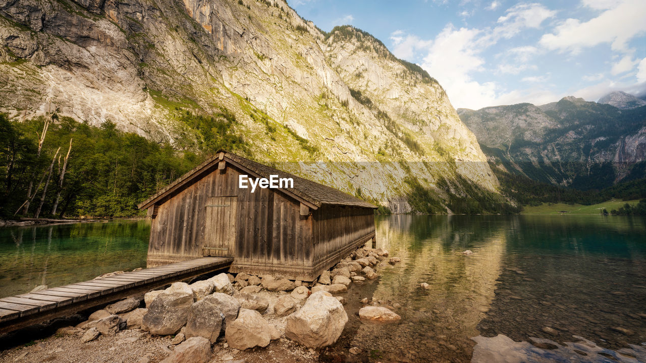 Wodden hut at obersee in southern bavaria taken in august 2022