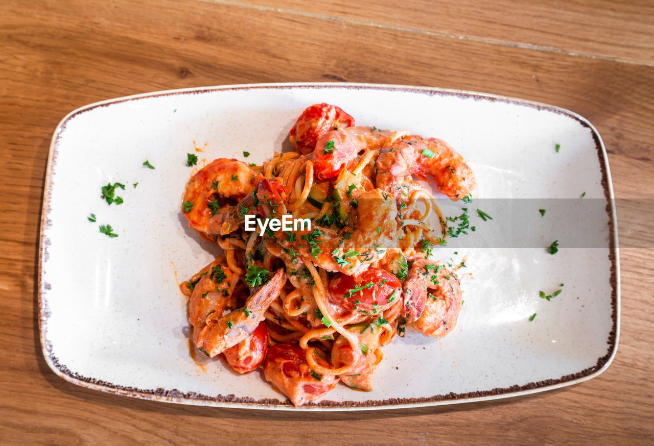 HIGH ANGLE VIEW OF FOOD SERVED ON TABLE