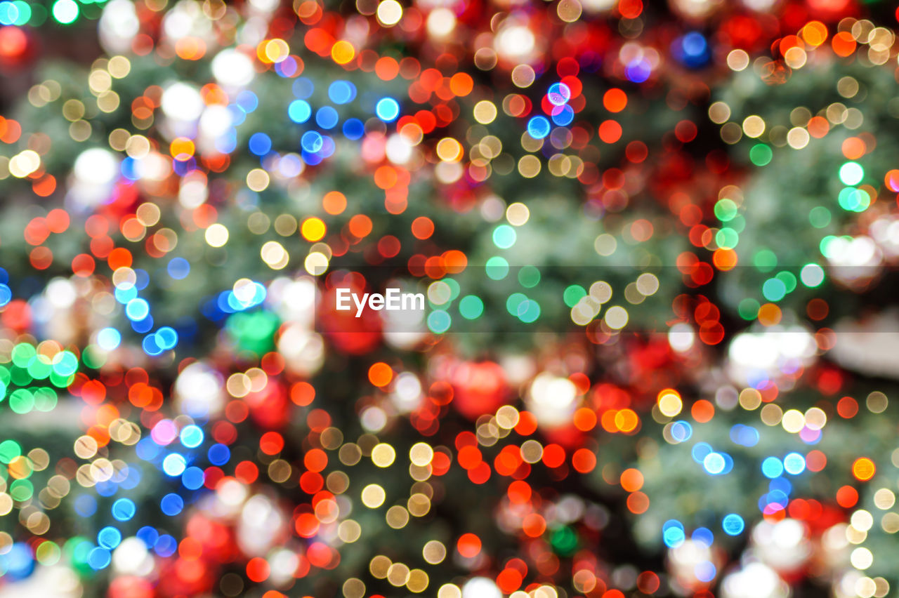 Defocused image of illuminated christmas lights