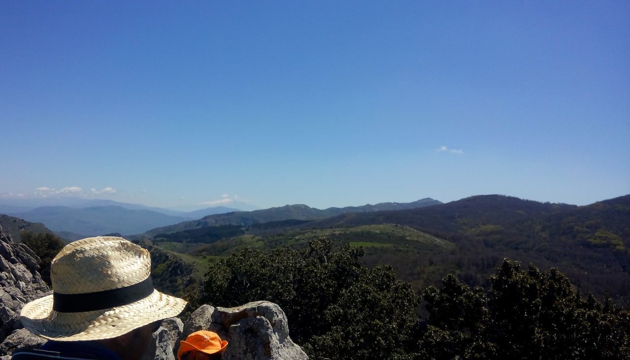 SCENIC VIEW OF MOUNTAINS AGAINST CLEAR SKY