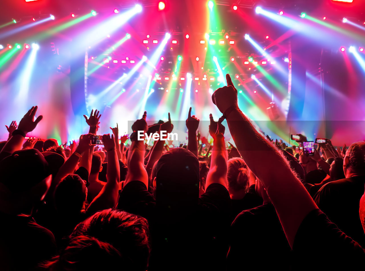 Cheering concert crowd at a rock concert