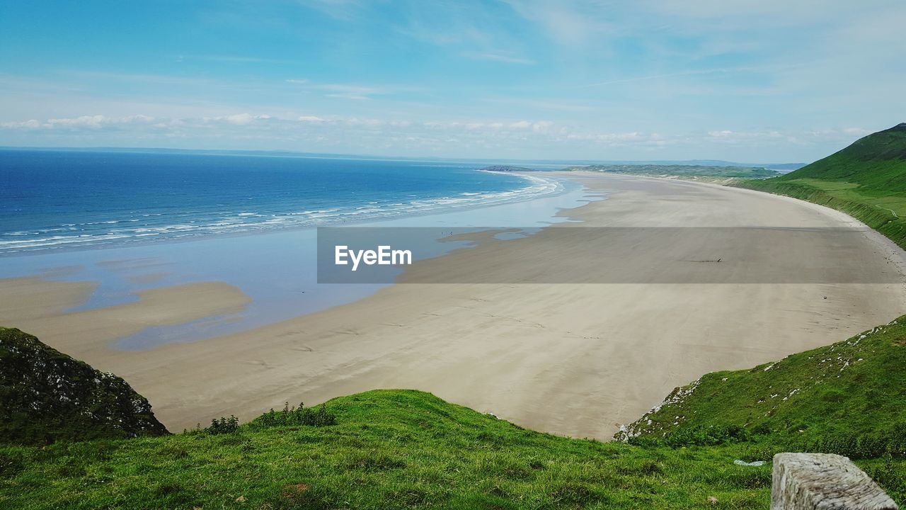 Scenic view of sea shore against sky