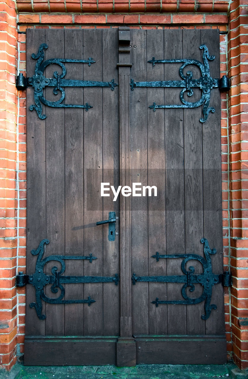 Close-up of closed wooden door