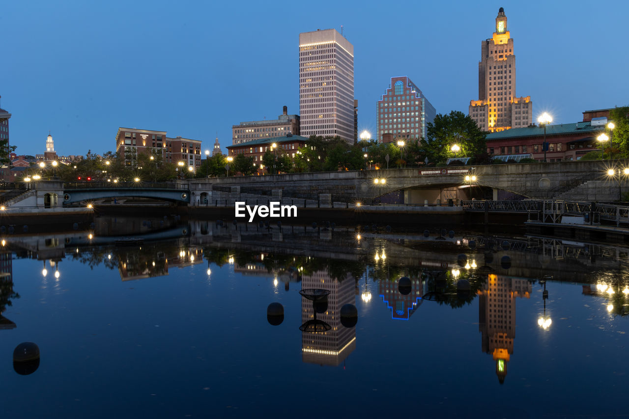 Downtown providence at dusk