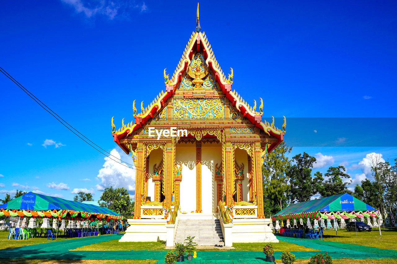 TEMPLE AGAINST BLUE SKY