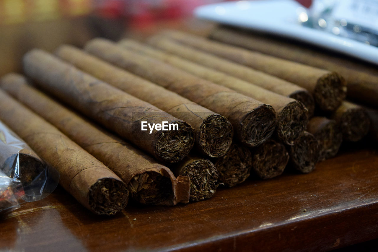 Close-up of cigars