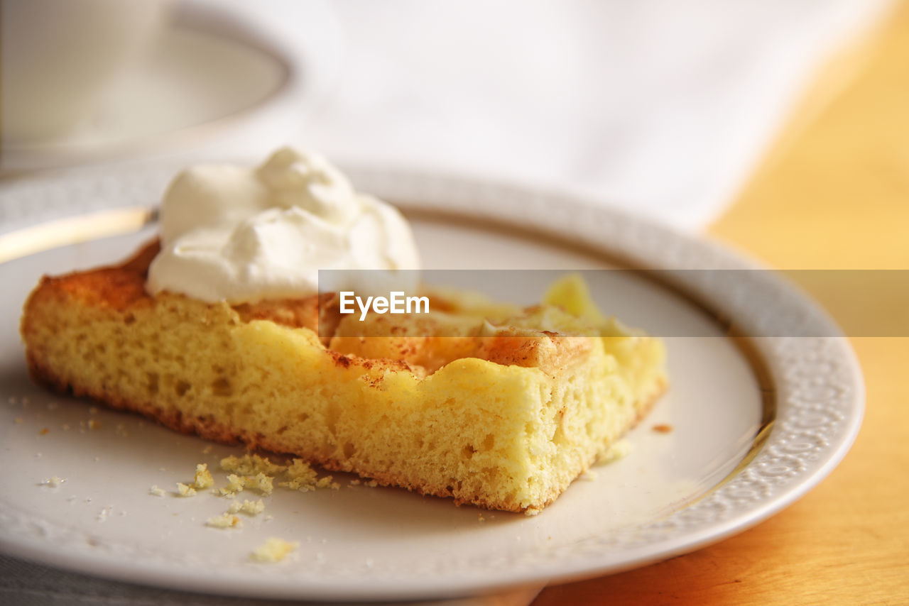 Close-up of dessert in plate on table