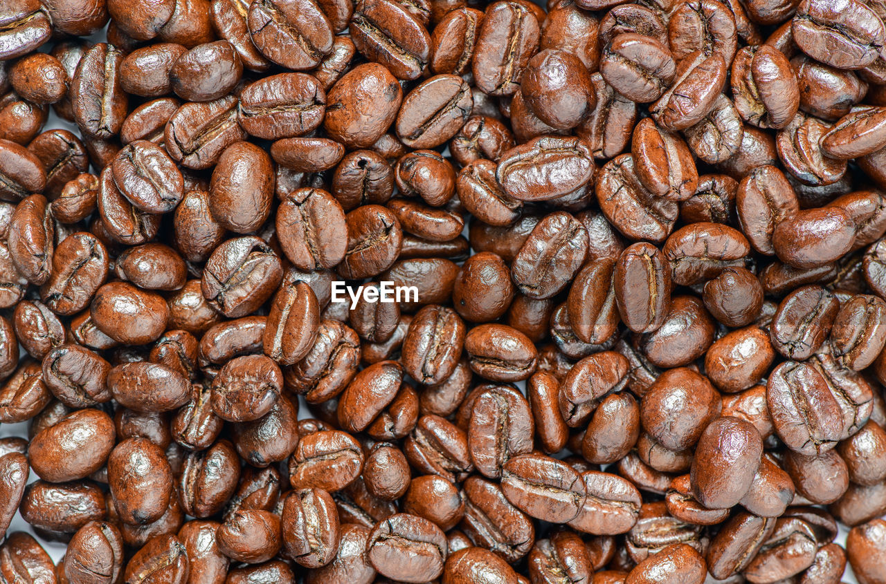 Close shot of roasted coffee beans. beverage concept