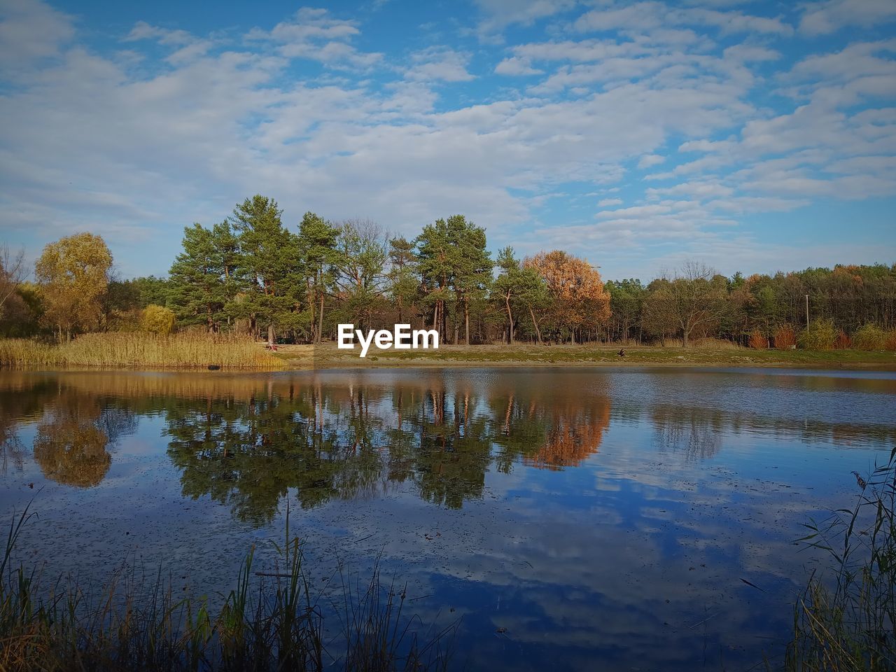 Scenic view of lake against sky